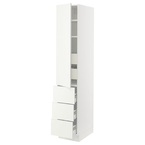 SEKTION / MAXIMERA Armoire haute porte/3 faces/5 tir, blanc/Vallstena blanc, 15x24x80 "