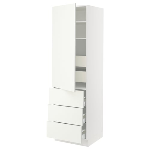 SEKTION / MAXIMERA Armoire haute porte/3 faces/5 tir, blanc/Vallstena blanc, 24x24x80 "