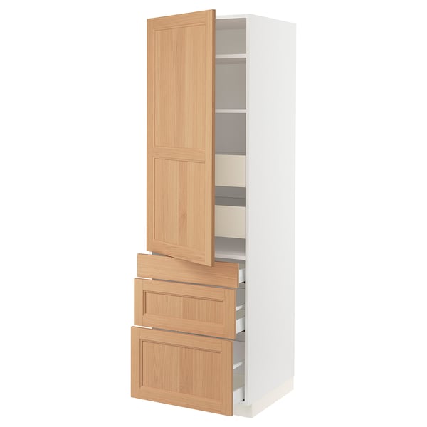 SEKTION / MAXIMERA Armoire haute porte/3 faces/5 tir, blanc/Vedhamn chêne, 24x24x80 "