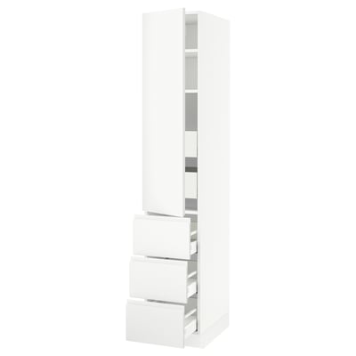 SEKTION / MAXIMERA Armoire haute porte/3 faces/5 tir, blanc/Voxtorp blanc mat, 15x24x80 "