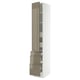 SEKTION / MAXIMERA Armoire haute porte/3 faces/5 tir, blanc/Voxtorp gris-brun foncé ultrabrillant, 15x24x90 "