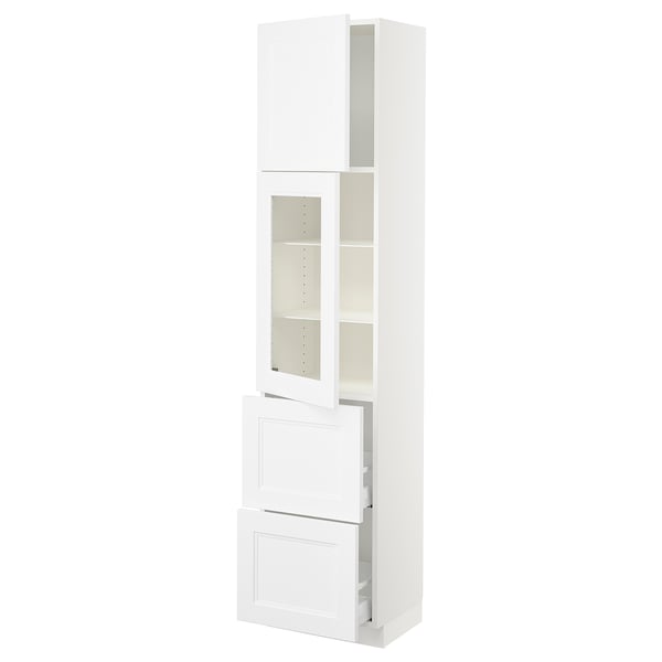 SEKTION / MAXIMERA Armoire haute pte vitr/2 tir/1 pte, blanc/Axstad blanc mat, 18x15x80 "