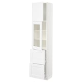 SEKTION / MAXIMERA Armoire haute pte vitr/2 tir/1 pte, blanc/Axstad blanc mat, 18x15x80 "