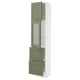 SEKTION / MAXIMERA Armoire haute pte vitr/2 tir/1 pte, blanc/Axstad gris-vert, 18x15x80 "