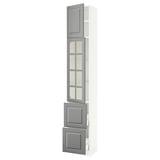 SEKTION / MAXIMERA Armoire haute pte vitr/2 tir/1 pte, blanc/Bodbyn gris, 15x15x90 "