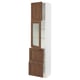 SEKTION / MAXIMERA Armoire haute pte vitr/2 tir/1 pte, blanc Enköping/brun effet noyer, 18x15x80 "