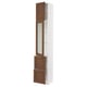 SEKTION / MAXIMERA Armoire haute pte vitr/2 tir/1 pte, blanc Enköping/brun effet noyer, 15x15x90 "