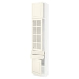 SEKTION / MAXIMERA Armoire haute pte vitr/2 tir/2 ptes, blanc/Bodbyn blanc cassé, 18x15x90 "