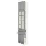 SEKTION / MAXIMERA Armoire haute pte vitr/2 tir/2 ptes, blanc/Bodbyn gris, 18x15x90 "