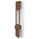SEKTION / MAXIMERA Armoire haute pte vitr/2 tir/2 ptes, blanc Enköping/brun effet noyer, 18x15x90 "