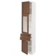 SEKTION / MAXIMERA Armoire haute pte vitr/2 tir/2 ptes, blanc Enköping/brun effet noyer, 18x15x80 "