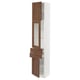 SEKTION / MAXIMERA Armoire haute pte vitr/2 tir/2 ptes, blanc Enköping/brun effet noyer, 15x15x80 "