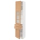 SEKTION / MAXIMERA Armoire haute pte vitr/2 tir/2 ptes, blanc/Vedhamn chêne, 18x15x80 "