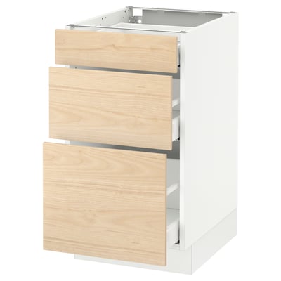 SEKTION / MAXIMERA Armoire inf 3 tir, blanc/Askersund effet frêne clair, 18x24x30 "