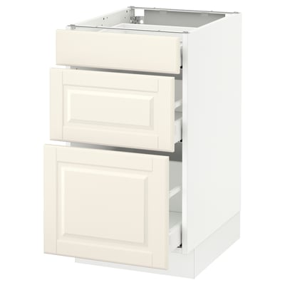 SEKTION / MAXIMERA Armoire inf 3 tir, blanc/Bodbyn blanc cassé, 18x24x30 "