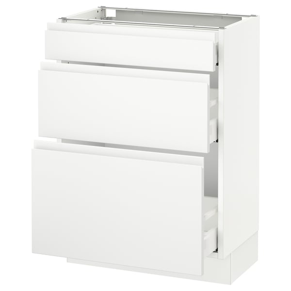 SEKTION / MAXIMERA Armoire inf 3 tir, blanc/Voxtorp blanc mat, 24x15x30 "