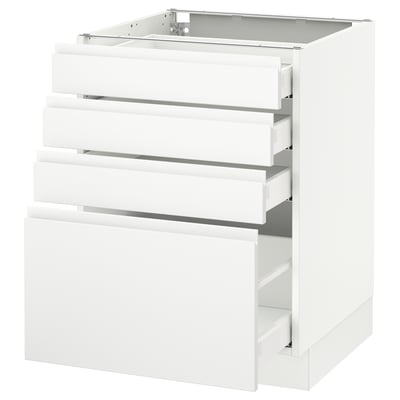 SEKTION / MAXIMERA Armoire inf 4 tir, blanc/Voxtorp blanc mat, 24x24x30 "