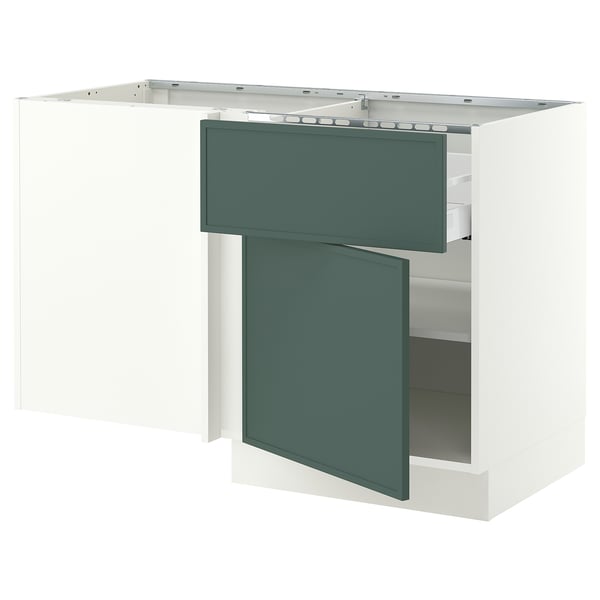 SEKTION / MAXIMERA Armoire inf angle tiroir+tablette, blanc/Aspudden gris-vert foncé, 50x24x30 "