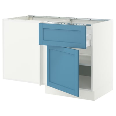 SEKTION / MAXIMERA Armoire inf angle tiroir+tablette, blanc/Lerhyttan bleu, 50x24x30 "