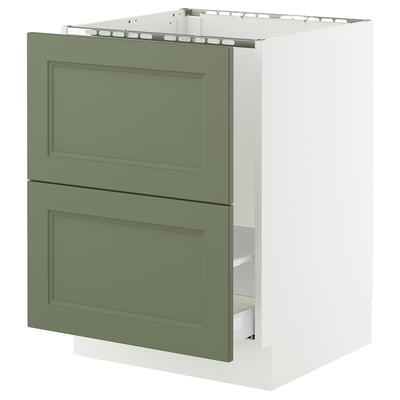 SEKTION / MAXIMERA Armoire inf pr évier/tri/2 faces, blanc/Axstad gris-vert, 24x24x30 "