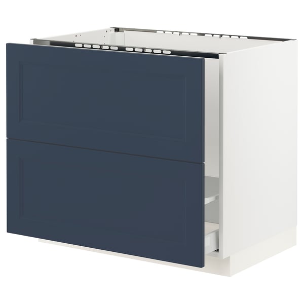 SEKTION / MAXIMERA Armoire inf pr évier/tri/2 faces, blanc Axstad/mat bleu, 36x24x30 "