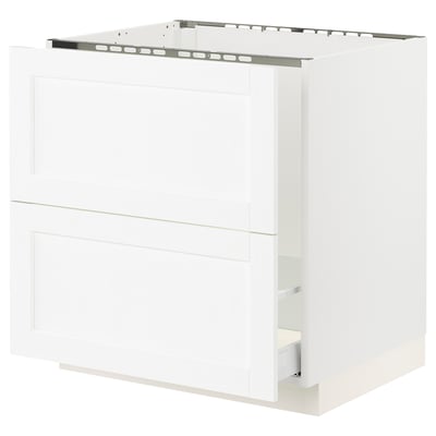 SEKTION / MAXIMERA Armoire inf pr évier/tri/2 faces, blanc Enköping/blanc effet bois, 30x24x30 "