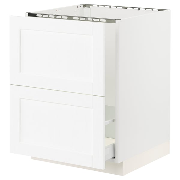 SEKTION / MAXIMERA Armoire inf pr évier/tri/2 faces, blanc Enköping/blanc effet bois, 24x24x30 "