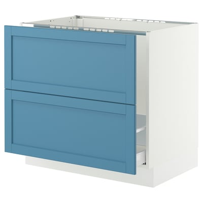 SEKTION / MAXIMERA Armoire inf pr évier/tri/2 faces, blanc/Lerhyttan bleu, 36x24x30 "