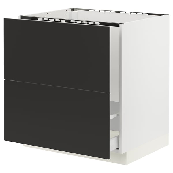 SEKTION / MAXIMERA Armoire inf pr évier/tri/2 faces, blanc/Nickebo anthracite mat, 30x24x30 "