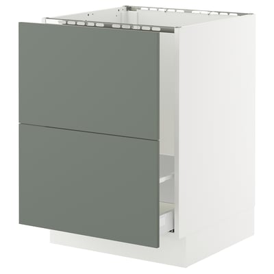 SEKTION / MAXIMERA Armoire inf pr évier/tri/2 faces, blanc/Nickebo gris -vert mat, 24x24x30 "
