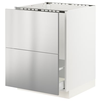 SEKTION / MAXIMERA Armoire inf pr évier/tri/2 faces, blanc/Nogsta acier inox, 24x24x30 "