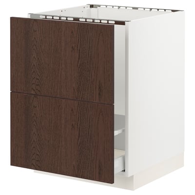 SEKTION / MAXIMERA Armoire inf pr évier/tri/2 faces, blanc/Sinarp brun, 24x24x30 "