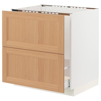 SEKTION / MAXIMERA Armoire inf pr évier/tri/2 faces, blanc/Vedhamn chêne, 30x24x30 "