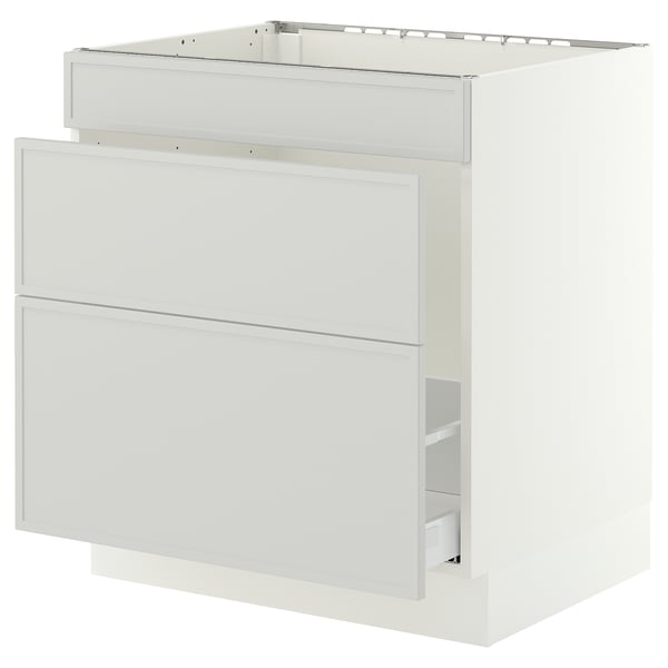 SEKTION / MAXIMERA Armoire inf pr évier/tri/3 faces, blanc/Aspudden gris clair, 30x24x30 "