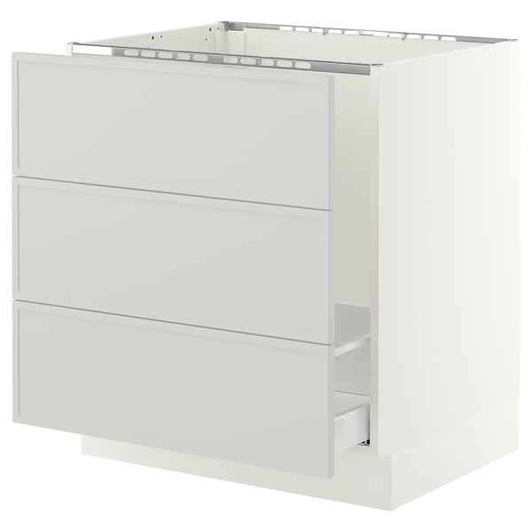 SEKTION / MAXIMERA Armoire inf pr évier/tri/3 faces, blanc/Aspudden gris clair, 30x24x30 "