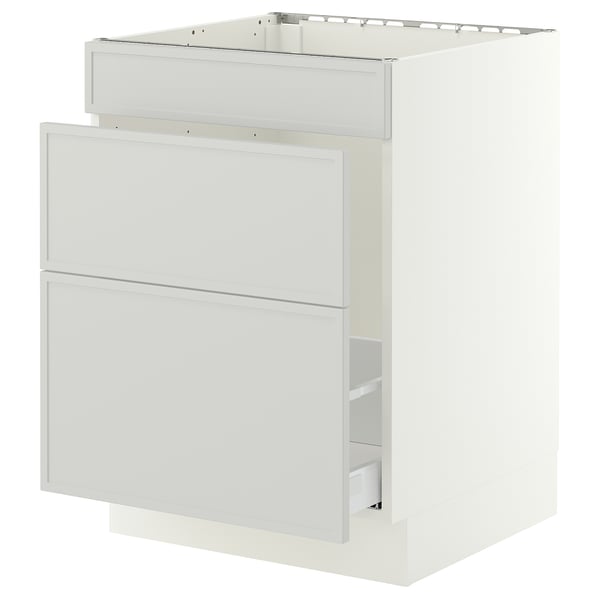 SEKTION / MAXIMERA Armoire inf pr évier/tri/3 faces, blanc/Aspudden gris clair, 24x24x30 "