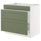 SEKTION / MAXIMERA Armoire inf pr évier/tri/3 faces, blanc/Axstad gris-vert, 36x24x30 "