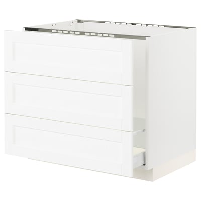 SEKTION / MAXIMERA Armoire inf pr évier/tri/3 faces, blanc Enköping/blanc effet bois, 36x24x30 "