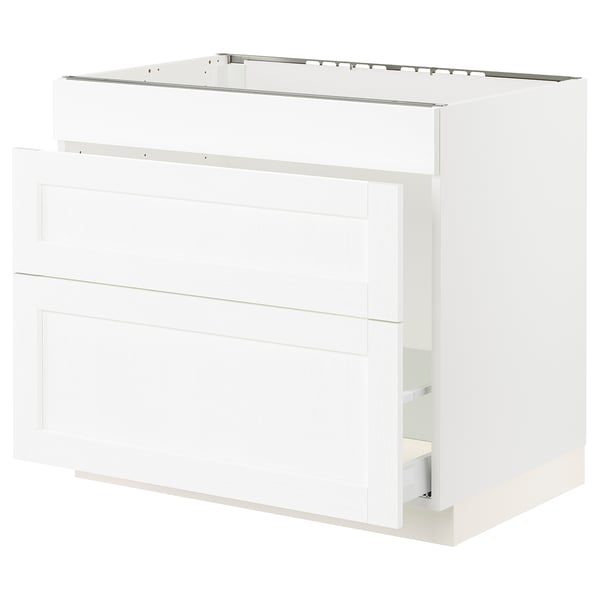 SEKTION / MAXIMERA Armoire inf pr évier/tri/3 faces, blanc Enköping/blanc effet bois, 36x24x30 "