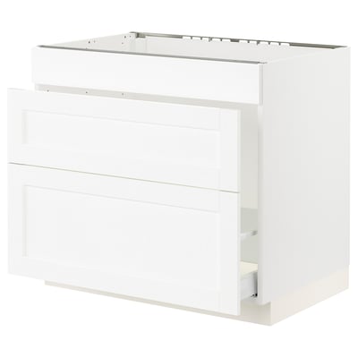 SEKTION / MAXIMERA Armoire inf pr évier/tri/3 faces, blanc Enköping/blanc effet bois, 36x24x30 "