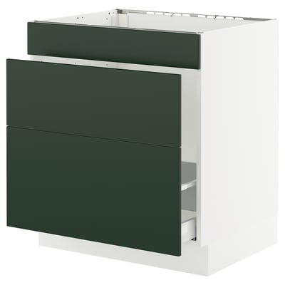 SEKTION / MAXIMERA Armoire inf pr évier/tri/3 faces, blanc/Havstorp vert profond, 30x24x30 "