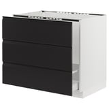 SEKTION / MAXIMERA Armoire inf pr évier/tri/3 faces, blanc/Upplöv anthracite mat, 36x24x30 "