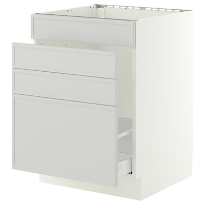 SEKTION / MAXIMERA Armoire inf pr évier/tri/4 faces, blanc/Aspudden gris clair, 24x24x30 "