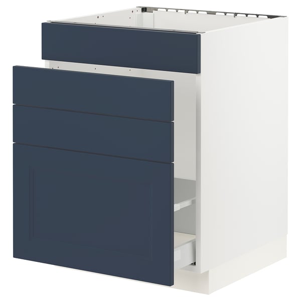 SEKTION / MAXIMERA Armoire inf pr évier/tri/4 faces, blanc Axstad/mat bleu, 24x24x30 "