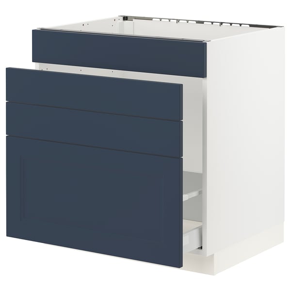 SEKTION / MAXIMERA Armoire inf pr évier/tri/4 faces, blanc Axstad/mat bleu, 30x24x30 "