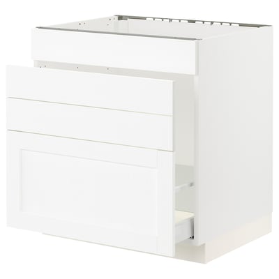 SEKTION / MAXIMERA Armoire inf pr évier/tri/4 faces, blanc Enköping/blanc effet bois, 30x24x30 "
