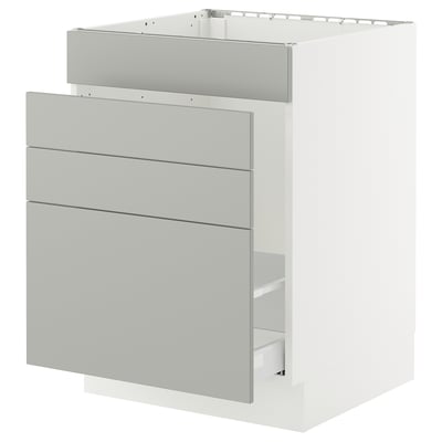 SEKTION / MAXIMERA Armoire inf pr évier/tri/4 faces, blanc/Havstorp gris clair, 24x24x30 "