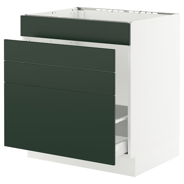 SEKTION / MAXIMERA Armoire inf pr évier/tri/4 faces, blanc/Havstorp vert profond, 30x24x30 "