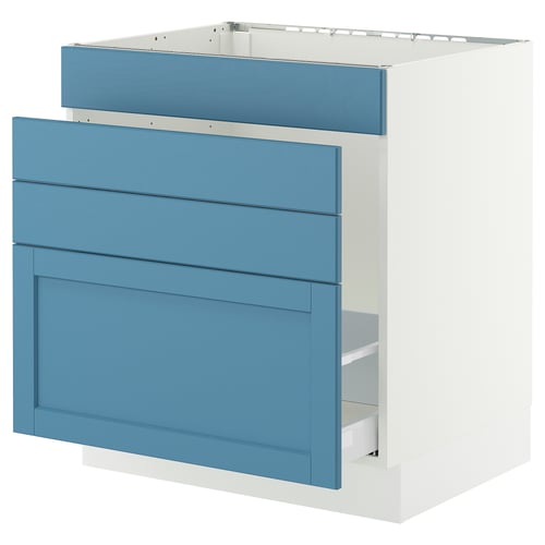 SEKTION / MAXIMERA Armoire inf pr évier/tri/4 faces, blanc/Lerhyttan bleu, 30x24x30 "