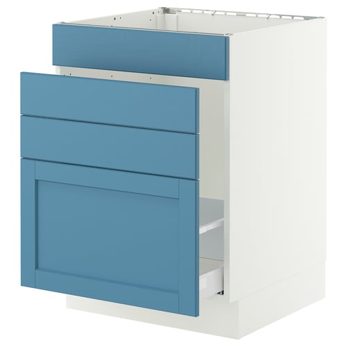 SEKTION / MAXIMERA Armoire inf pr évier/tri/4 faces, blanc/Lerhyttan bleu, 24x24x30 "